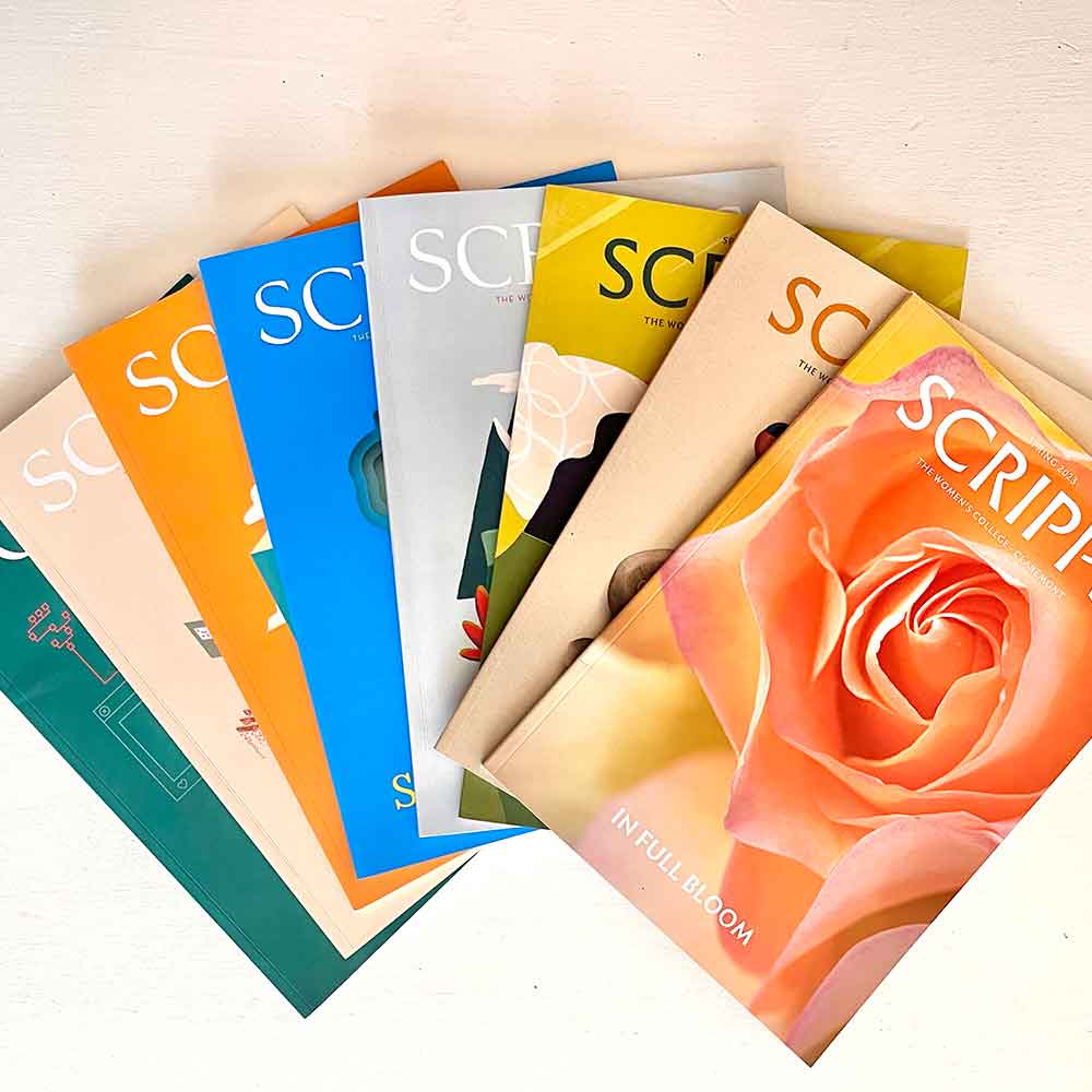 Selection of Scripps magazines arrayed in a colorful fan shape